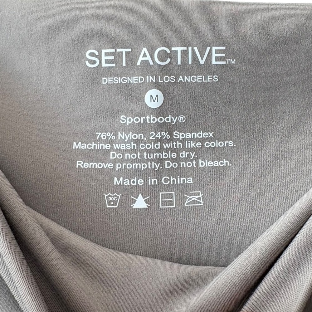 Set Active Sportbody Leggings Womens Medium Taupe Grey High Waisted Yoga Pants - Picture 3 of 5